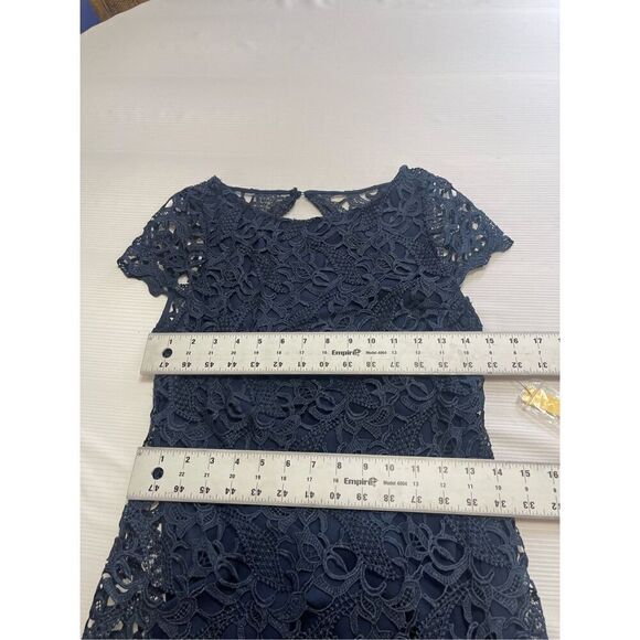 Alice + Olivia Clover Lace Back Cutout Dress 8 Navy Blue Mini Cocktail Party NEW - Picture 6 of 11